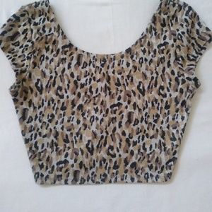 Nordstrom Woven Leapard Crop Top